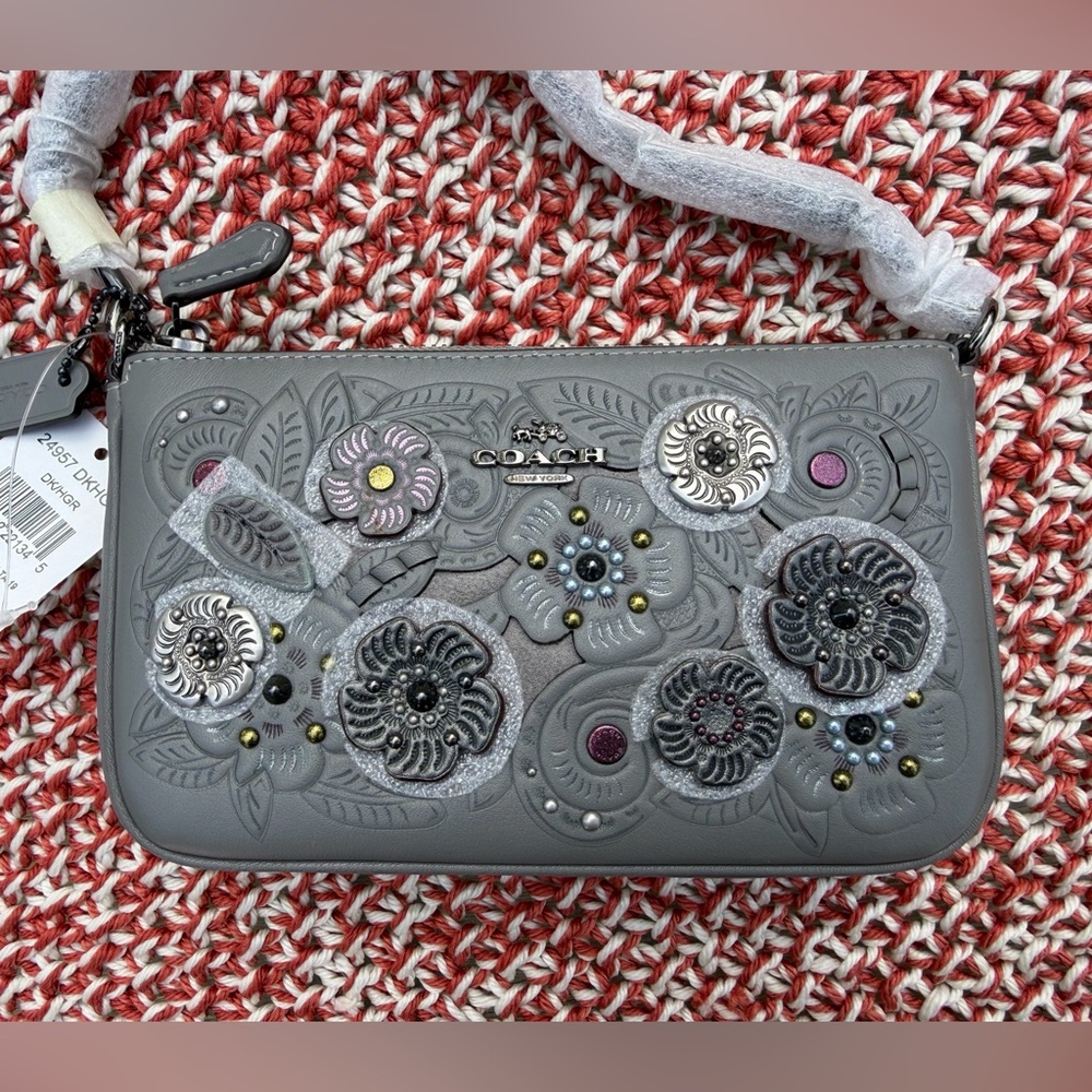 Coach Nolita Wristlet 19 With Metal Tea Rose Tooling. NWT. 24957
